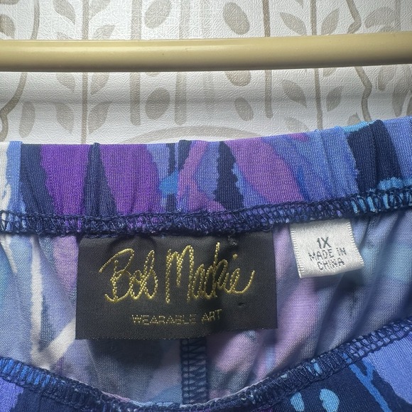 Bob Mackie Womens Size 1x Wearable Art Mutli Color Wide Leg Stretch Cropped - Picture 6 of 7